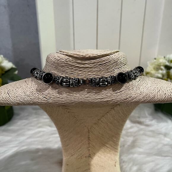 NEW Sundance Vintage Mexican Sterling Silver Glass Chunky Link Clasp Necklace 18 - Picture 4 of 14